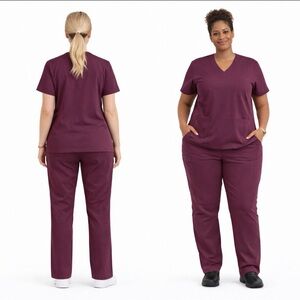 Wine Unisex Stretch Scrub Set